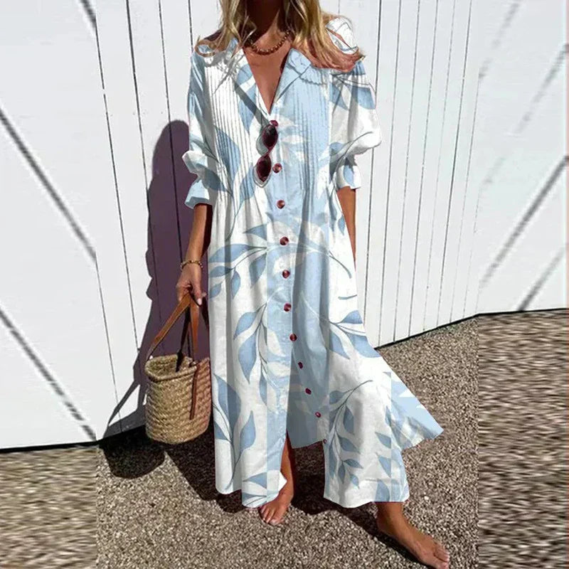 Molly | Floral Maxi Dress Long Sleeve V-Neck