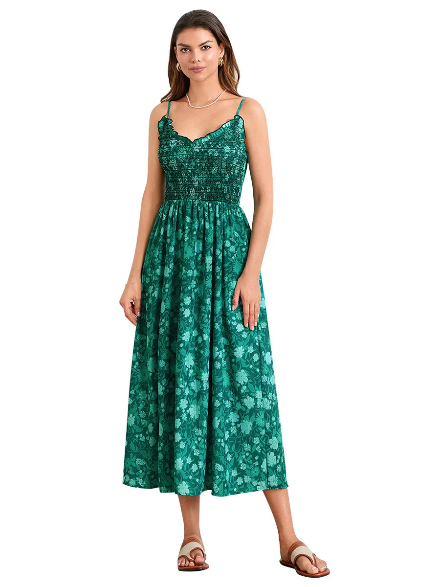 Victoria | Floral Midi Dress Sleeveless