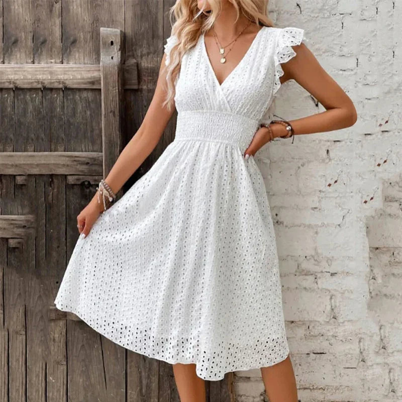 Heather | Boho Sundress V-Neck Smocked