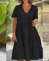 Rachel | Boho Sundress A-Line V-Neck Tiered
