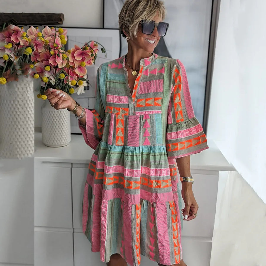 Seraphina | Boho Midi Sundress Striped