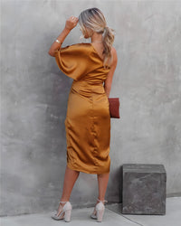 Melody | Cocktail Midi Dress One-Shoulder Wrap