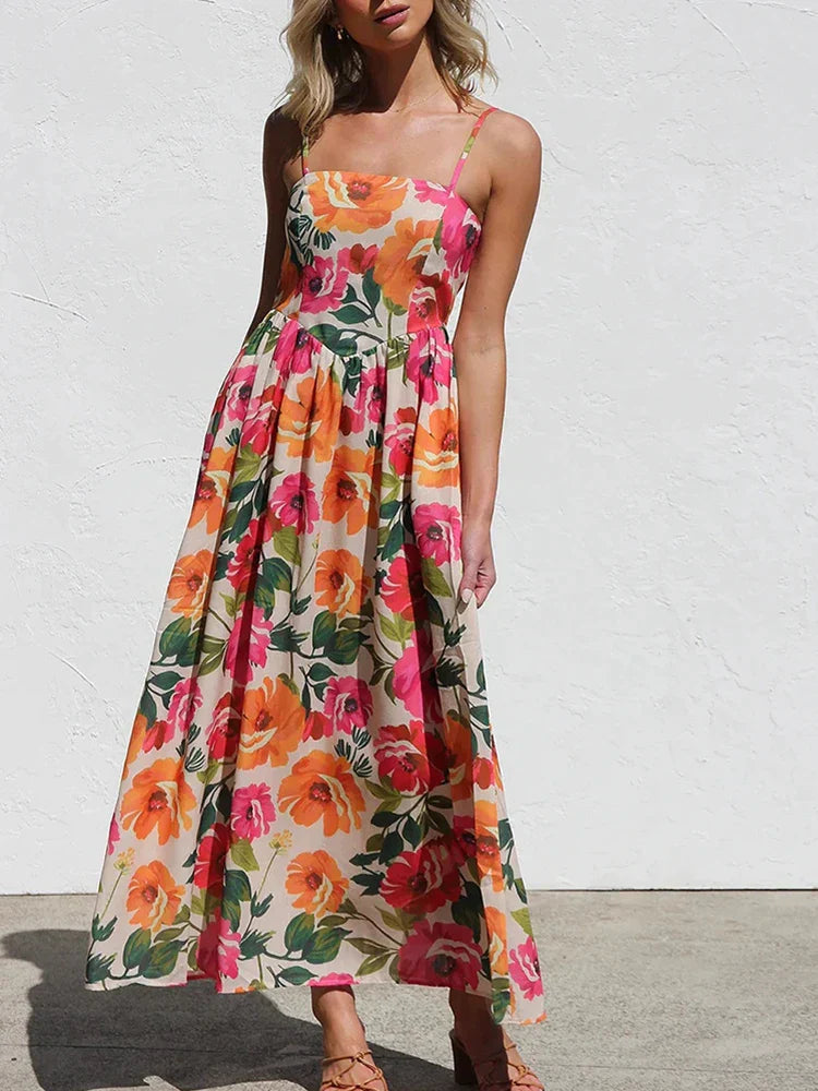 Jacqueline | Backless Maxi Dress Floral Open Back