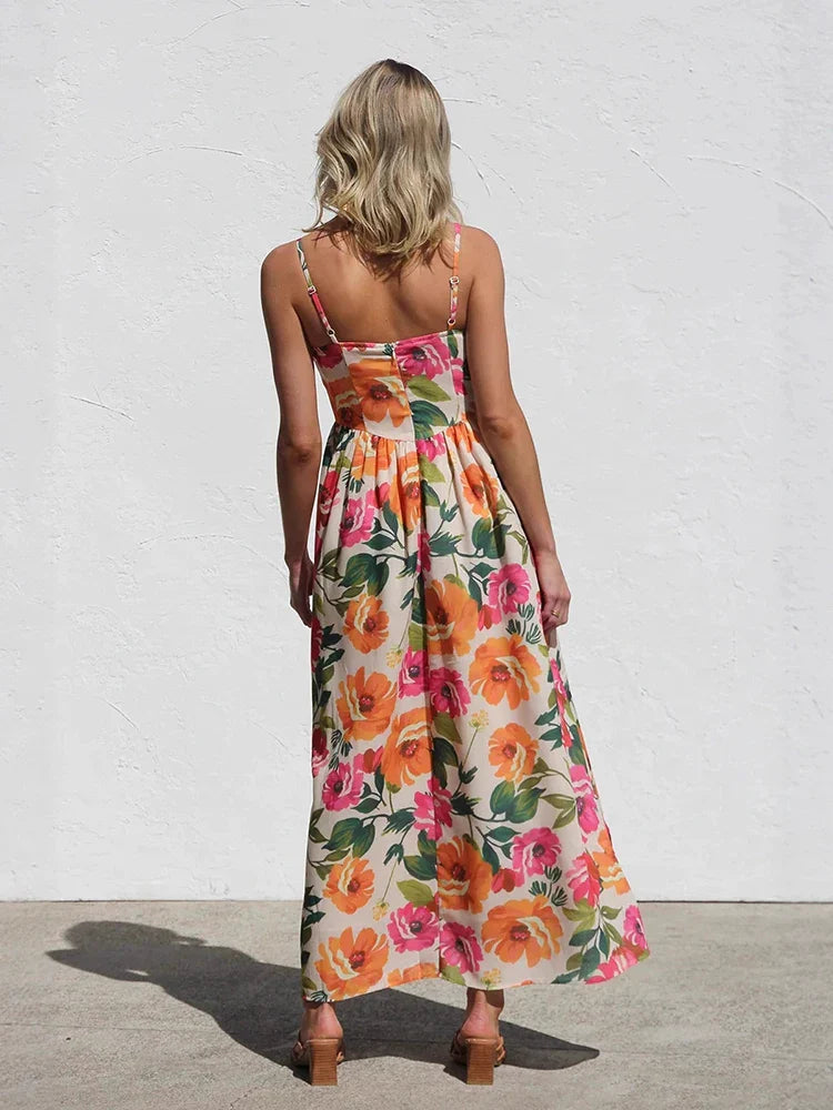 Jacqueline | Backless Maxi Dress Floral Open Back