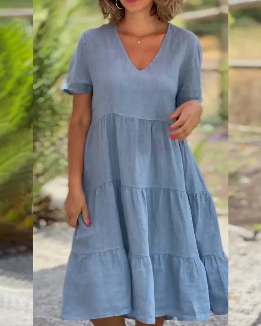 Rachel | Boho Sundress A-Line V-Neck Tiered