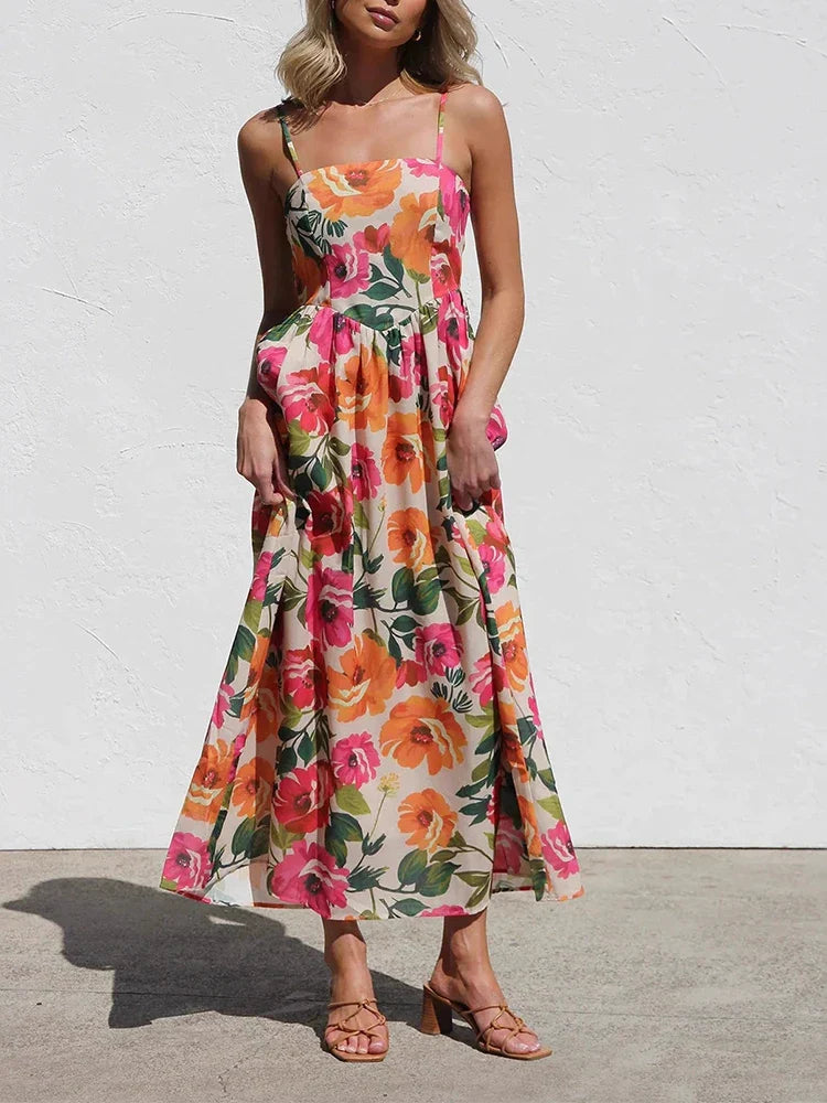 Jacqueline | Backless Maxi Dress Floral Open Back