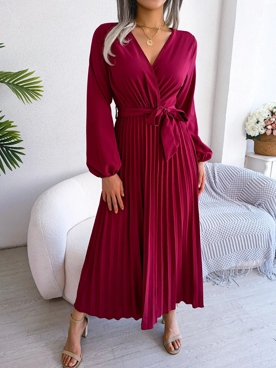 Winifred | Wedding Guest Maxi Dress Pleated V-Neck