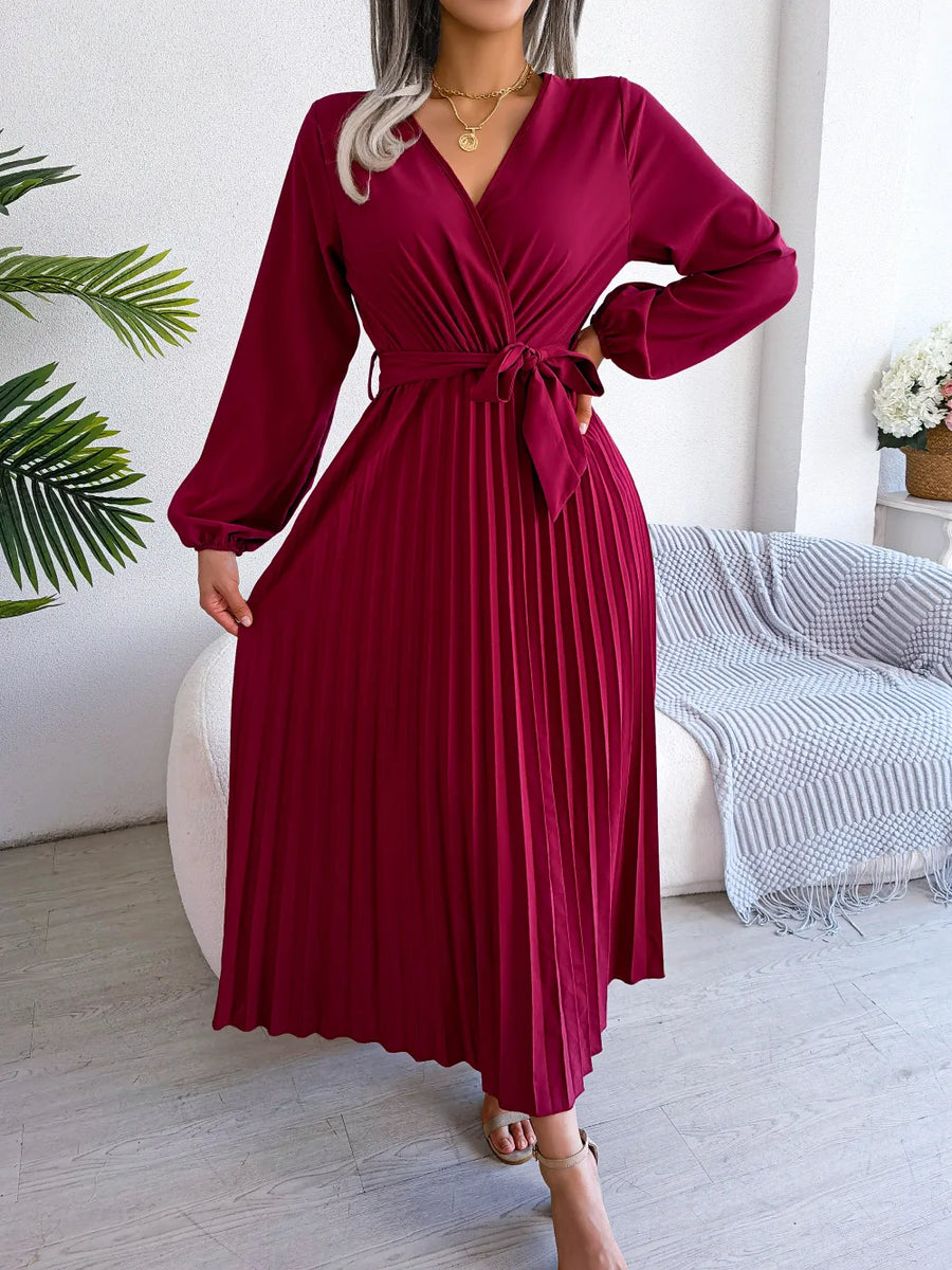 Winifred | Wedding Guest Maxi Dress Pleated V-Neck