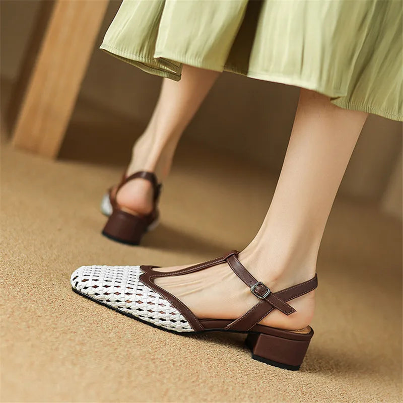 Therese | Comfortable Block Heels Orthopedic Buckle