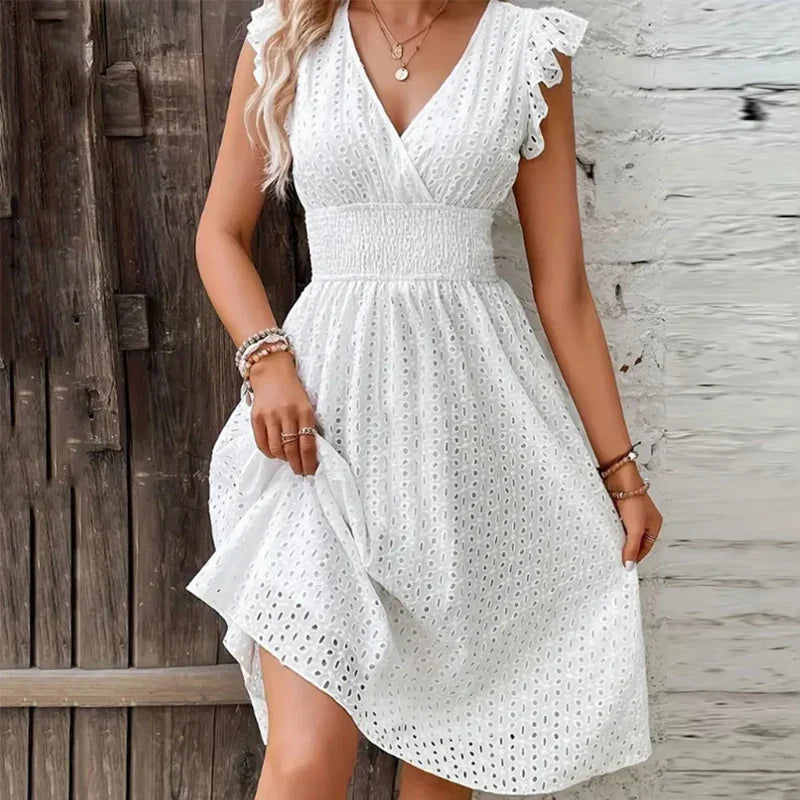 Heather | Boho Sundress V-Neck Smocked