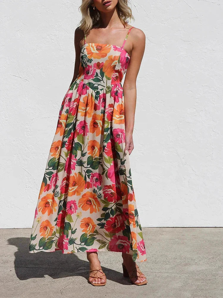 Jacqueline | Backless Maxi Dress Floral Open Back
