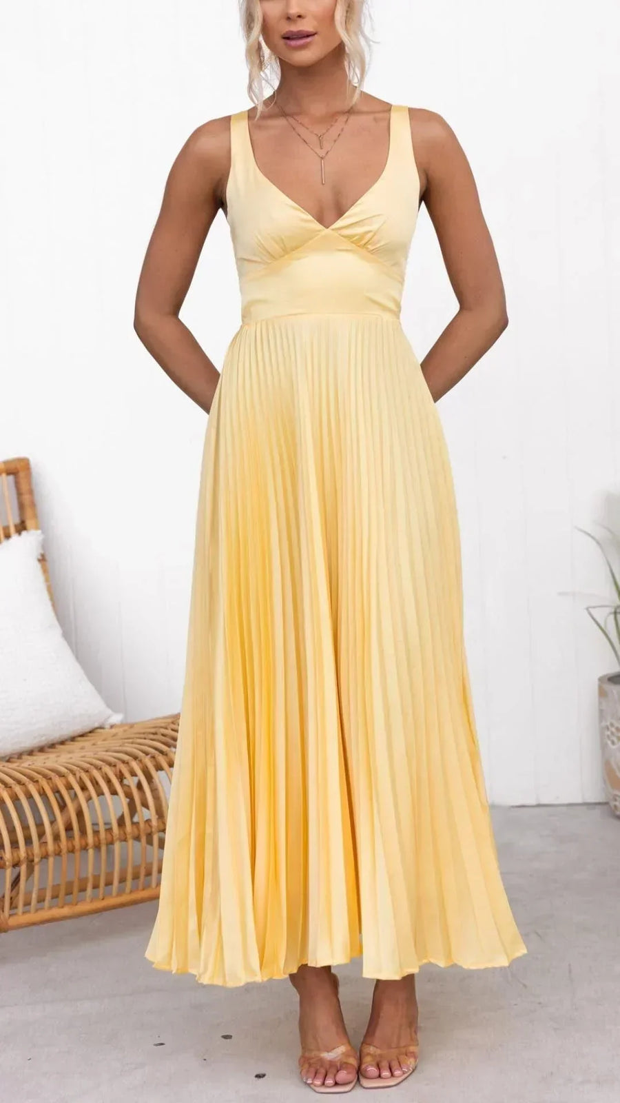 Gwendolyn | Wedding Guest Maxi Dress Backless Pleated