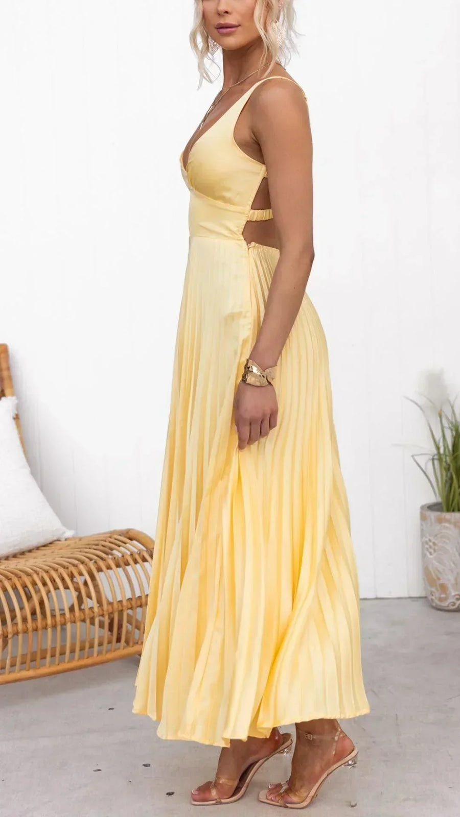 Gwendolyn | Wedding Guest Maxi Dress Backless Pleated