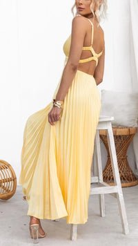 Gwendolyn | Wedding Guest Maxi Dress Backless Pleated