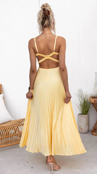 Gwendolyn | Wedding Guest Maxi Dress Backless Pleated