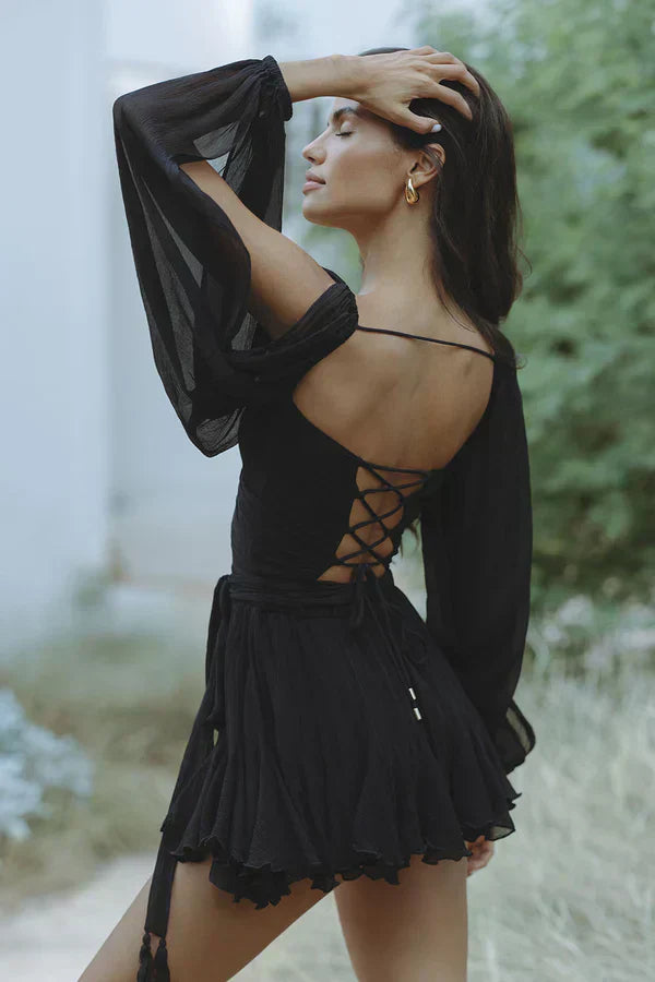Roberta | Wrap Mini Dress Long Sleeve V-Neck