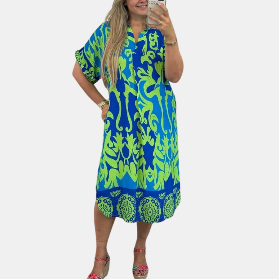 Marina | Printed Midi Dress Short Sleeve