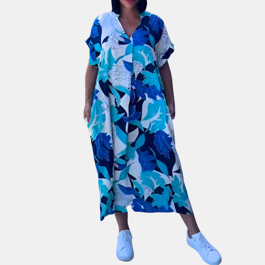 Marina | Printed Midi Dress Short Sleeve