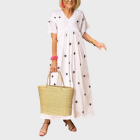 Aliyah | Polka Dot Dress V-Neck Flutter Sleeve