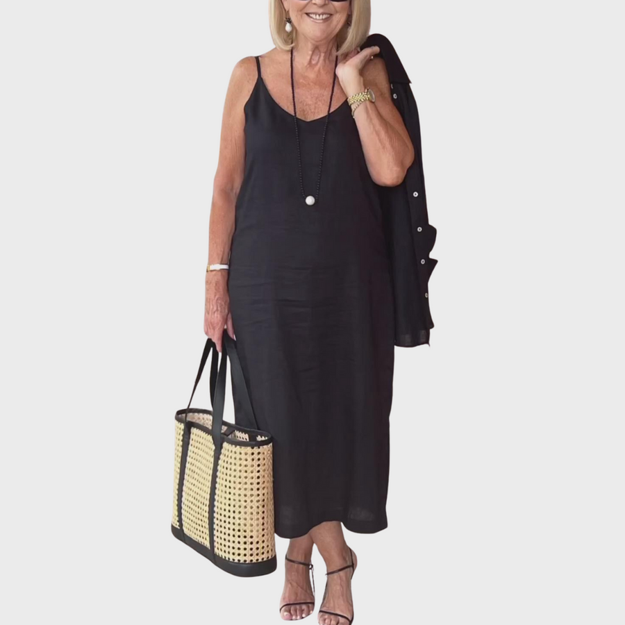 Tara | Black Sundress Midi Sleeveless
