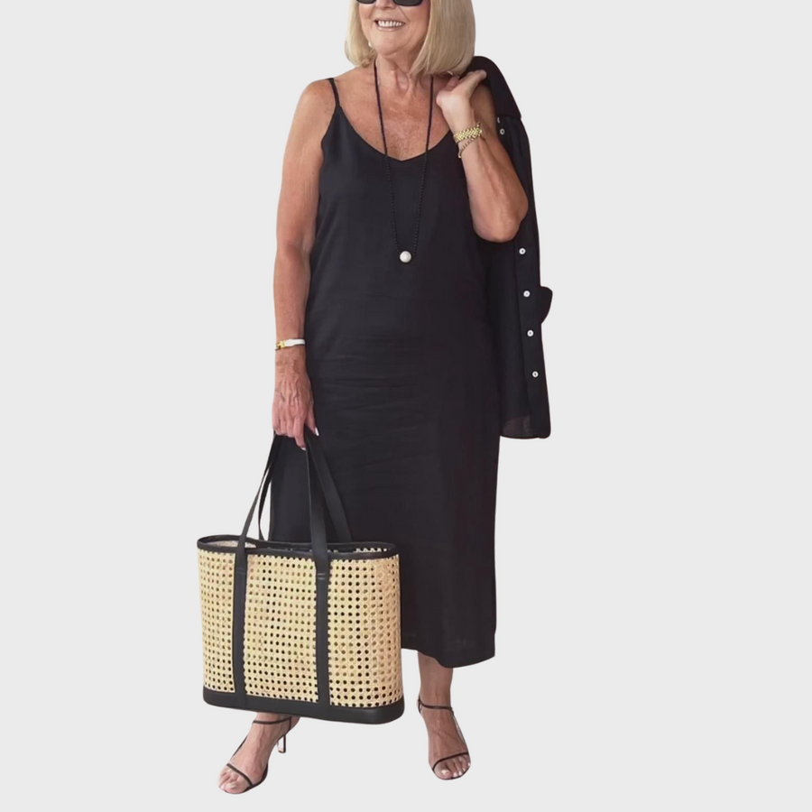 Tara | Black Sundress Midi Sleeveless
