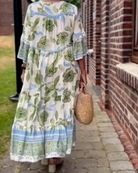 Nova | Boho Midi Dress Floral V-Neck