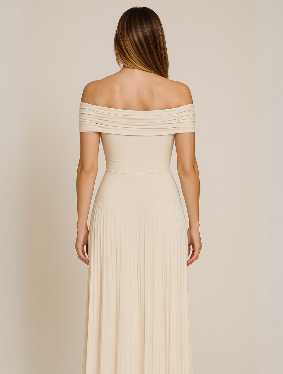 Chloe | Wedding Guest Maxi Dress Off-Shoulder Pleated
