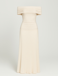 Chloe | Wedding Guest Maxi Dress Off-Shoulder Pleated