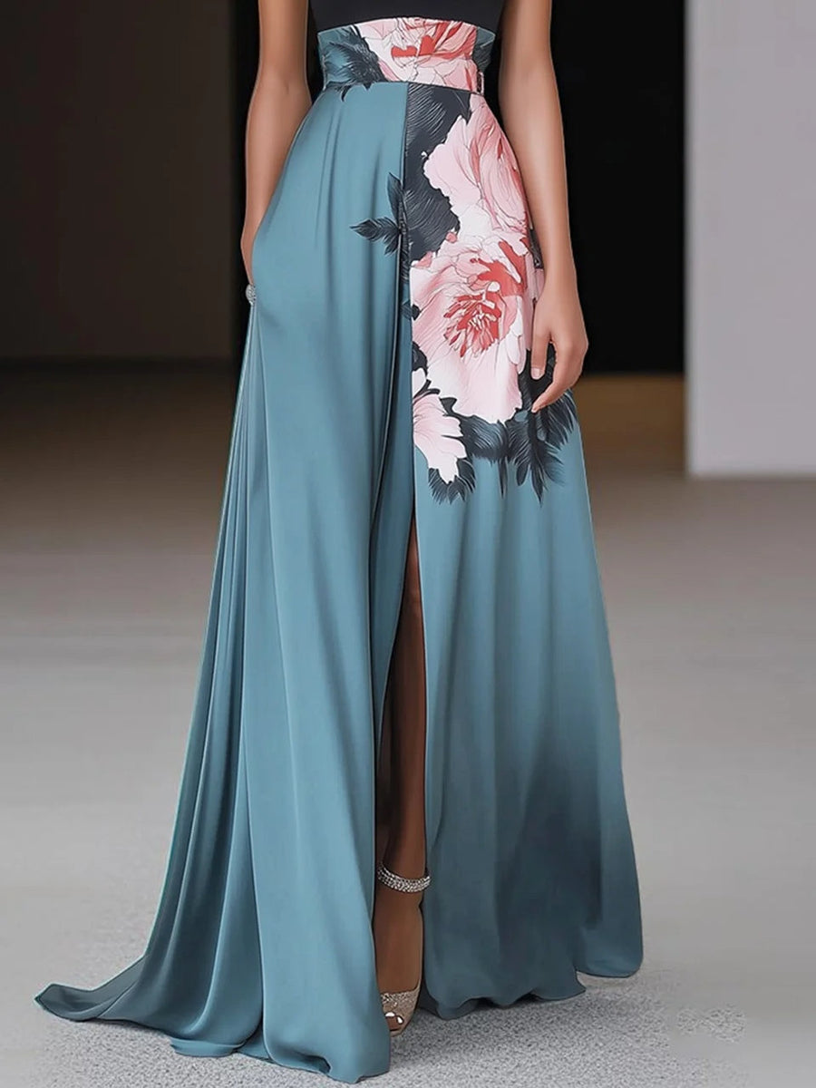 Kira | Floral Wedding Guest Maxi Dress Halter