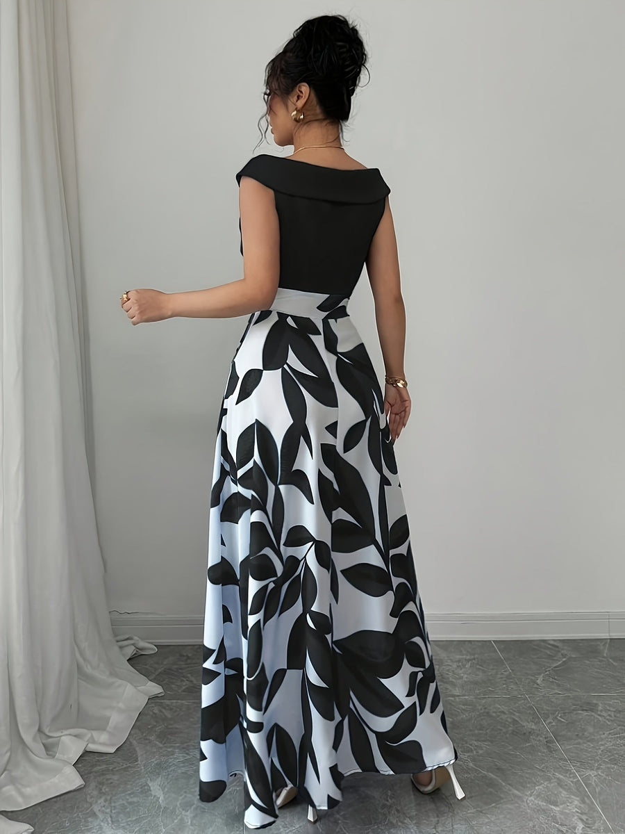Reese | Wedding Guest Maxi Dress Leaf Print