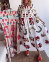 Quincy | Printed Midi Dress Collared