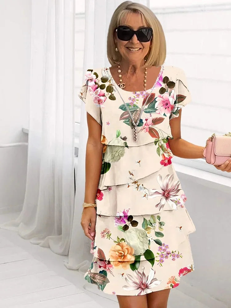 Lorelei | Floral Mini Dress Pleated V-Neck