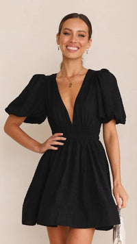 Felicity | Mini Sundress V-Neck Puff Sleeve