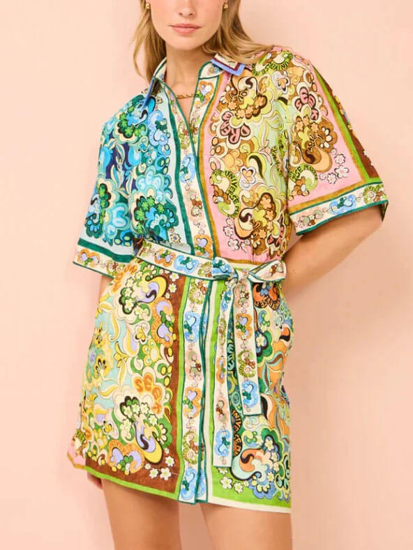 May | Boho Mini Sundress Belted