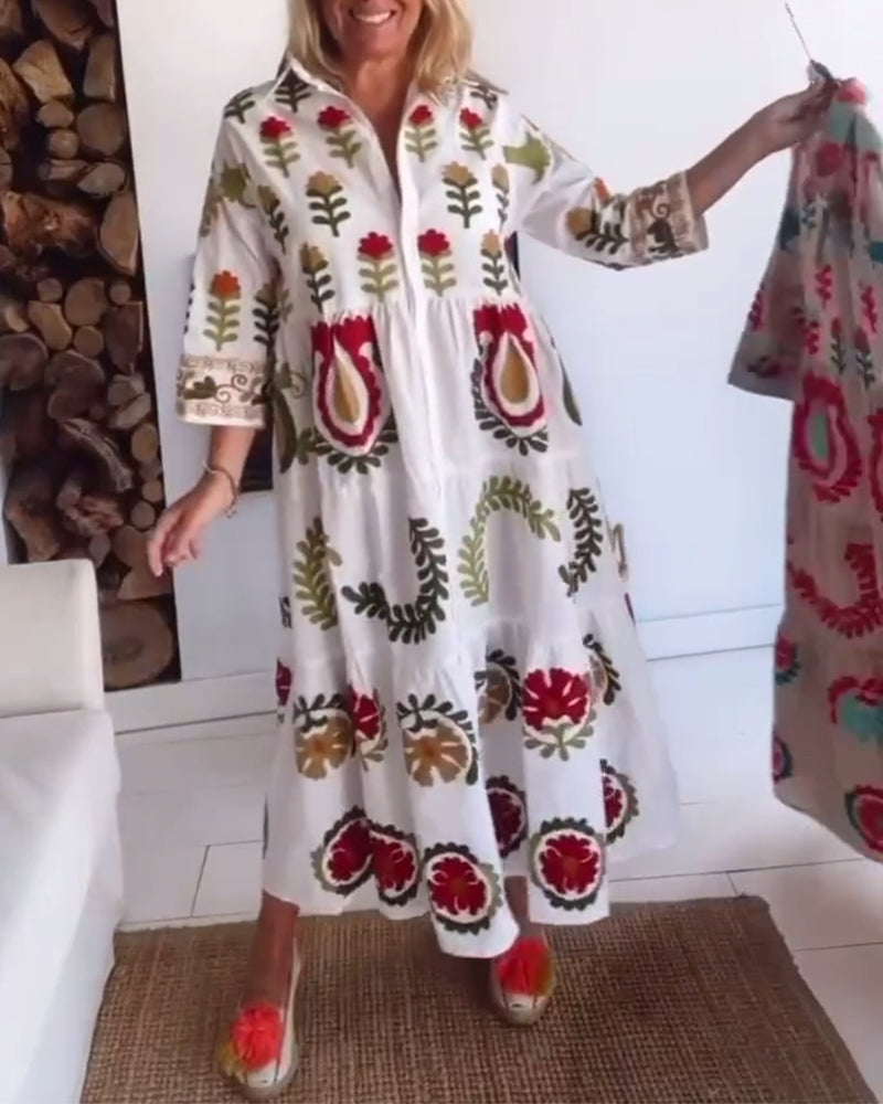 Quincy | Printed Midi Dress Collared