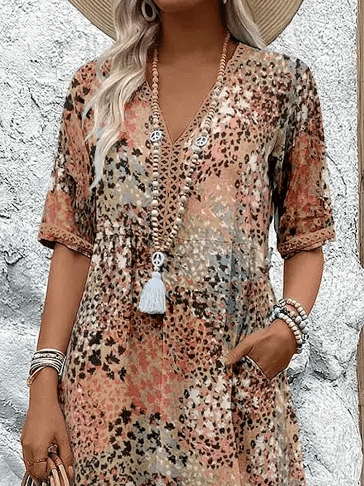 Lauren | Boho Sundress Pleated V-Neck Tiered