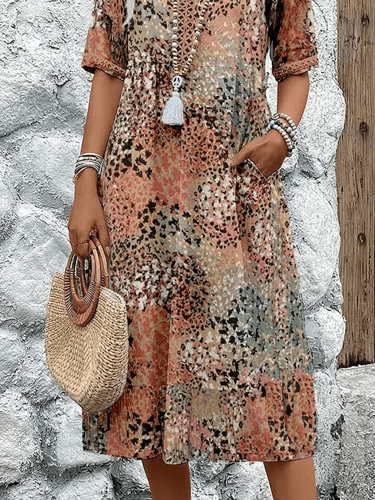 Lauren | Boho Sundress Pleated V-Neck Tiered