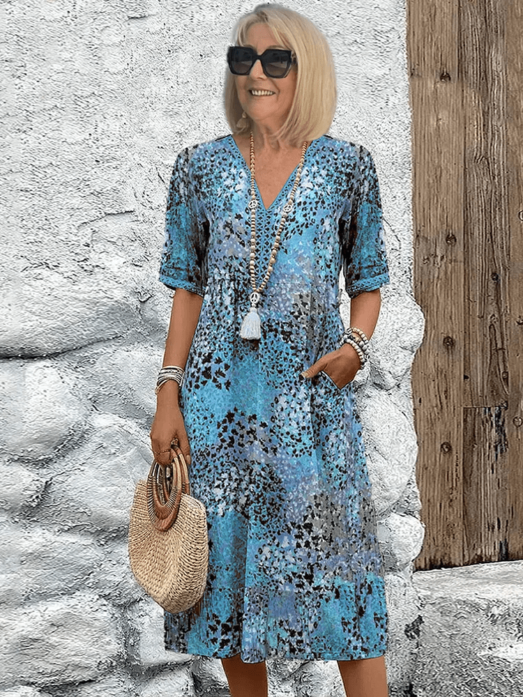 Lauren | Boho Sundress Pleated V-Neck Tiered