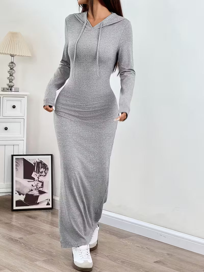 Lillian | Casual Hooded Maxi Dress Bodycon