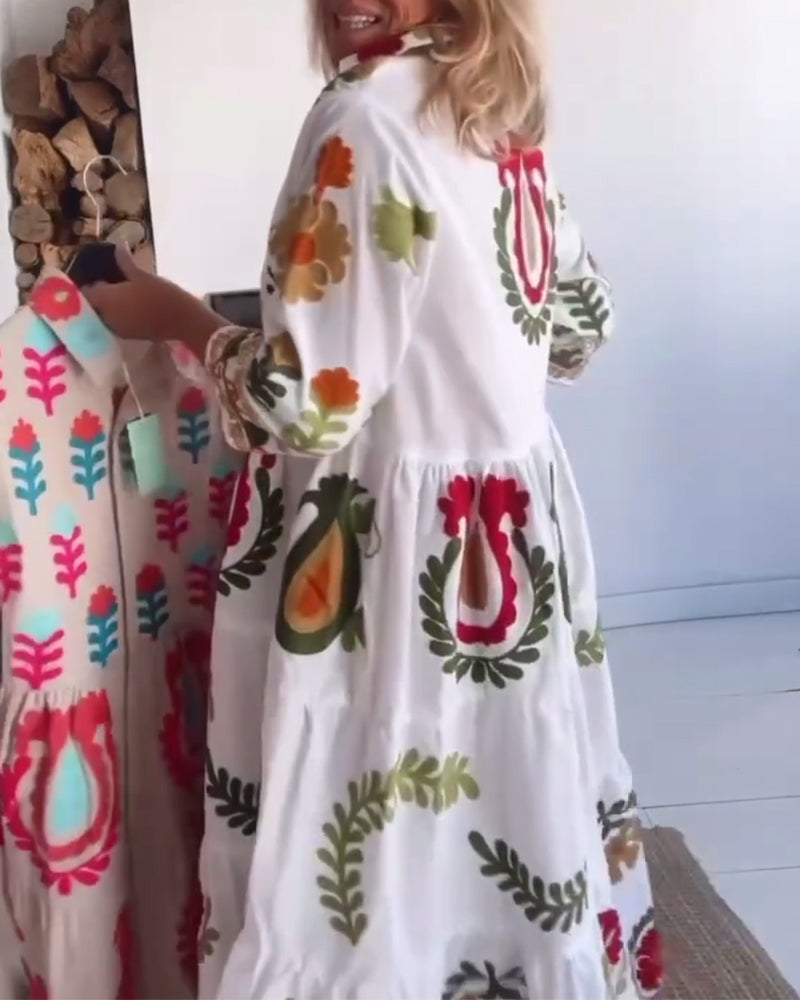 Quincy | Printed Midi Dress Collared