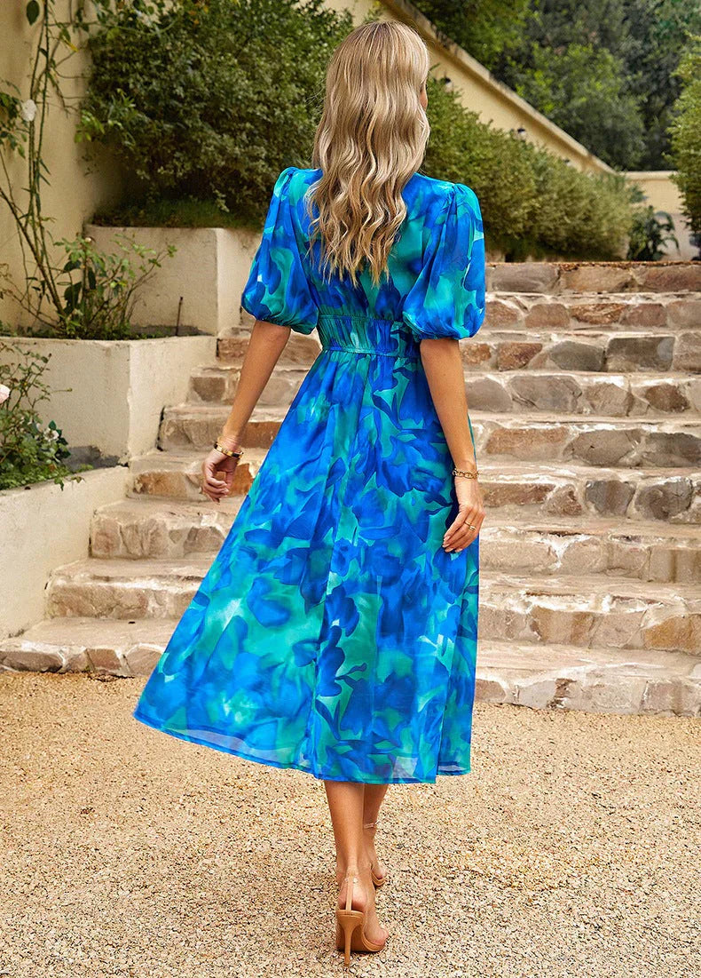 Anna | Wedding Guest Midi Dress Puff Sleeve