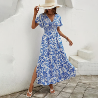 Delilah | Floral Midi Dress A-Line V-Neck