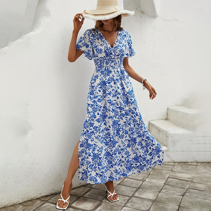 Delilah | Floral Midi Dress A-Line V-Neck