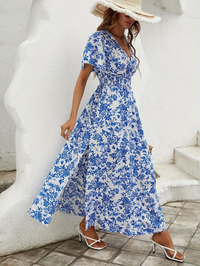 Delilah | Floral Midi Dress A-Line V-Neck