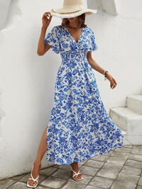 Delilah | Floral Midi Dress A-Line V-Neck