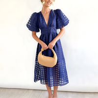Sarah | Wedding Guest Midi Dress Puff Sleeve