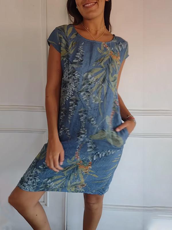 Olivia | Casual Sundress Leaf Print