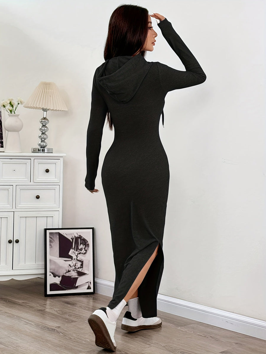 Lillian | Casual Hooded Maxi Dress Bodycon