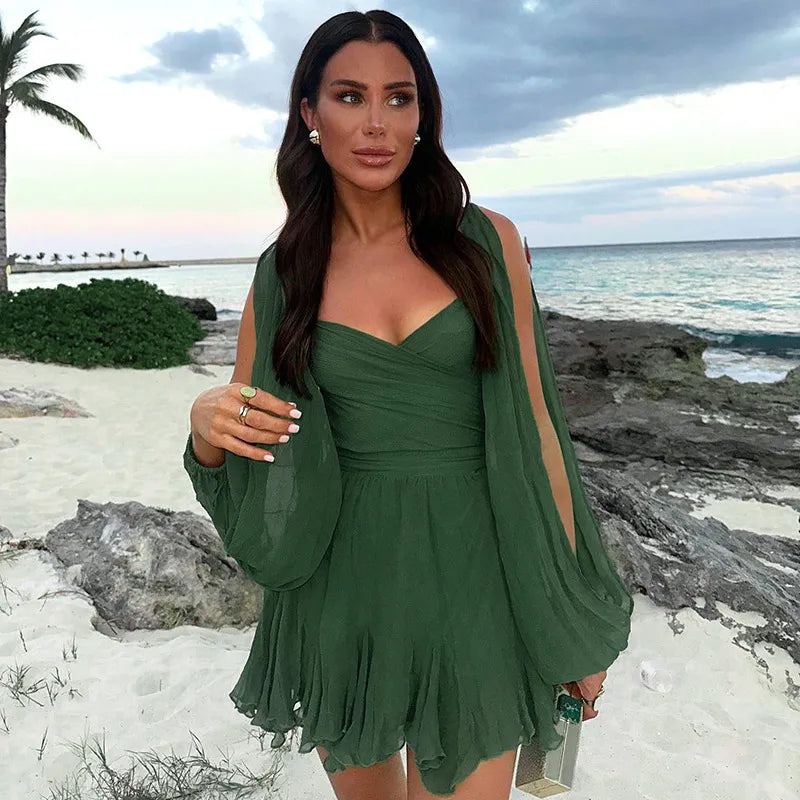 Linda | Mini Sundress Wrap Long Sleeve