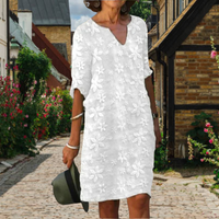 Brooklyn | Floral Mini Dress Split Neck